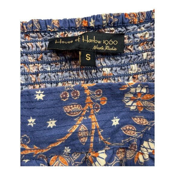 House of Harlow x Revolve Anastassia Blue Boho Floral Puff Sleeve Dress Sz S - Picture 7 of 10